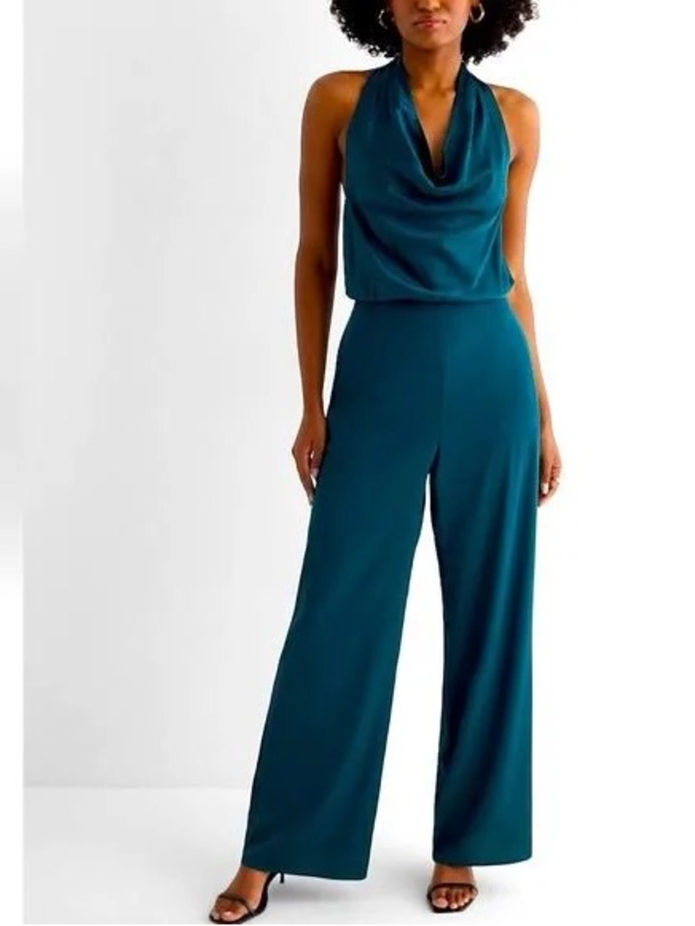 Teal Halter Jumpsuit Dress - Women's Teal Satin Halter Express